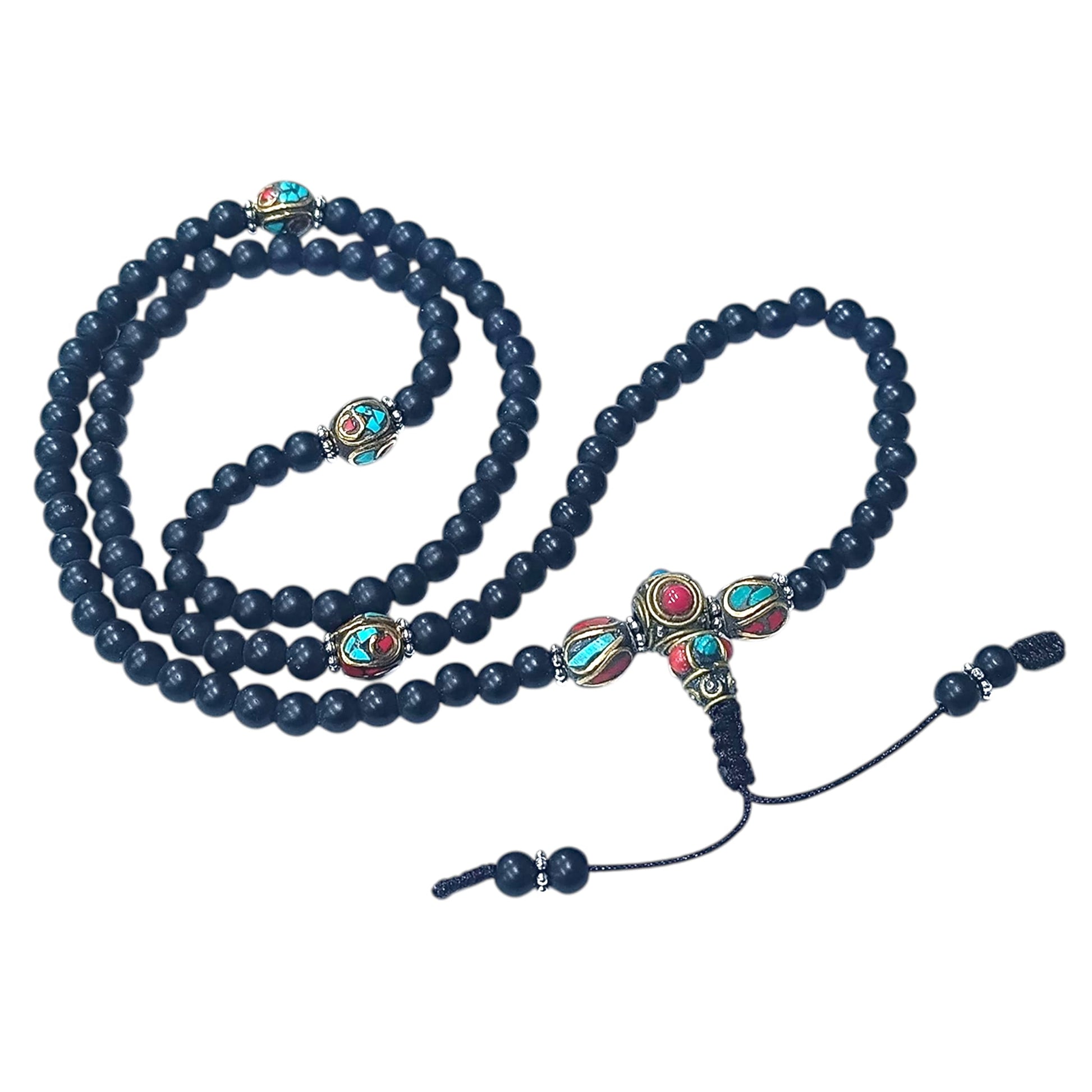 Japa Mala 108 Cuentas Piedra Shaligram Bola 6 mm Y Entrepieza Tiebtana 600404331