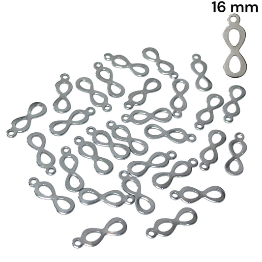 Paquete 30 Uds Dijes Infinito 16 mm Acero Ref: 31742-12