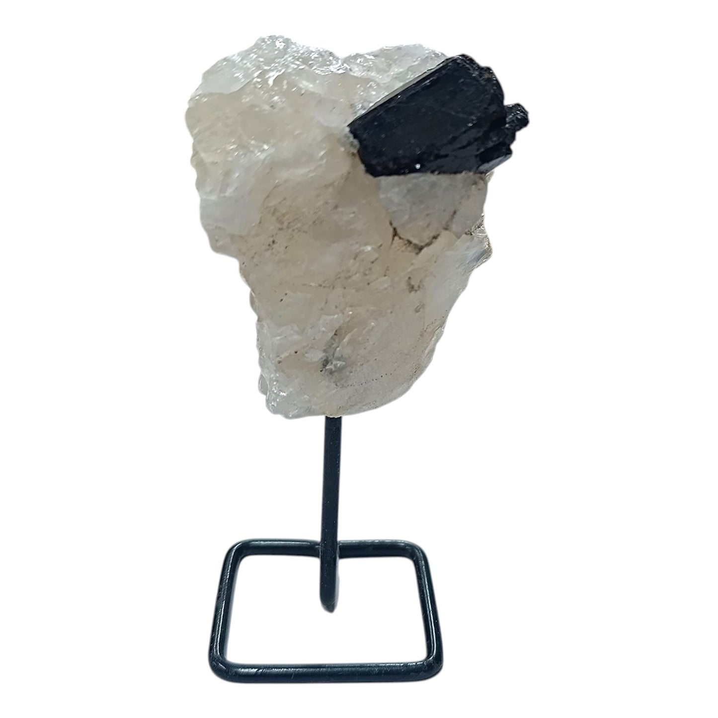 Piedra Natural Cuarzo Turmalinado En Bruto Con Base De Metal Altura 10 Cms Aprox (La Pieza Puede Ser Ligeramente Diferente A La Foto) Ref: 401004231