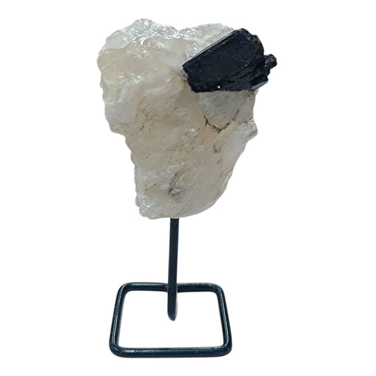 Piedra Natural Cuarzo Turmalinado En Bruto Con Base De Metal Altura 10 Cms Aprox (La Pieza Puede Ser Ligeramente Diferente A La Foto) Ref: 401004231