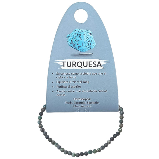 Pulsera Facetada Infantil Piedra Turquesa Africana 3 mm 15,5 Cms Aprox 600604295