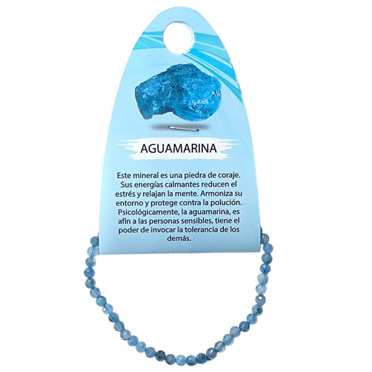 Pulsera Facetada Infantil Piedra Aguamarina 3 mm 15,5 Cms Aprox 600604305