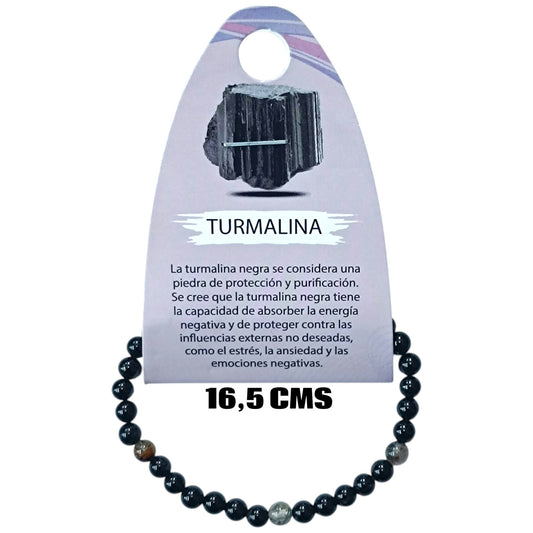 Pulsera Elastica Infantil 16,5 Cms Aprox Piedra Turmalina Calidad B (puede contener vetas blancas) 4 mm 600104515-62