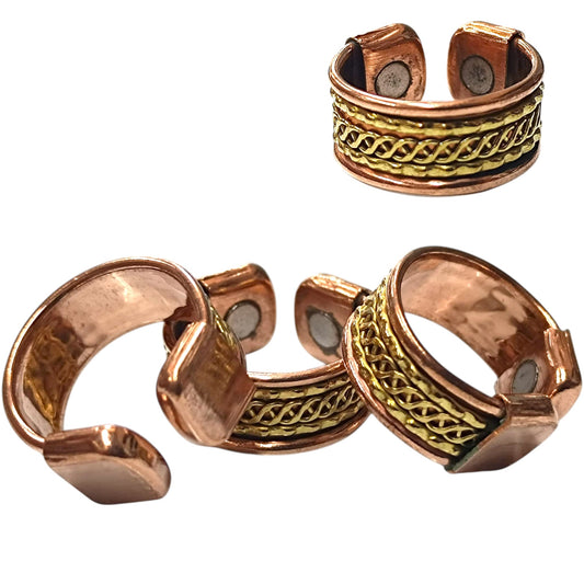 Paquete 4 Unidades Anillos Ajustable Cobre Con Imán REF:600304377-03 (EL TAMAÑO DEL ANILLO PUEDE VARIAR)