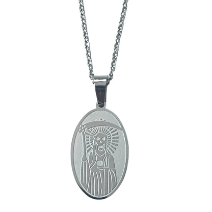 Collar Acero Santa Muerte 15x25 mm Cadena 42+5 Cms