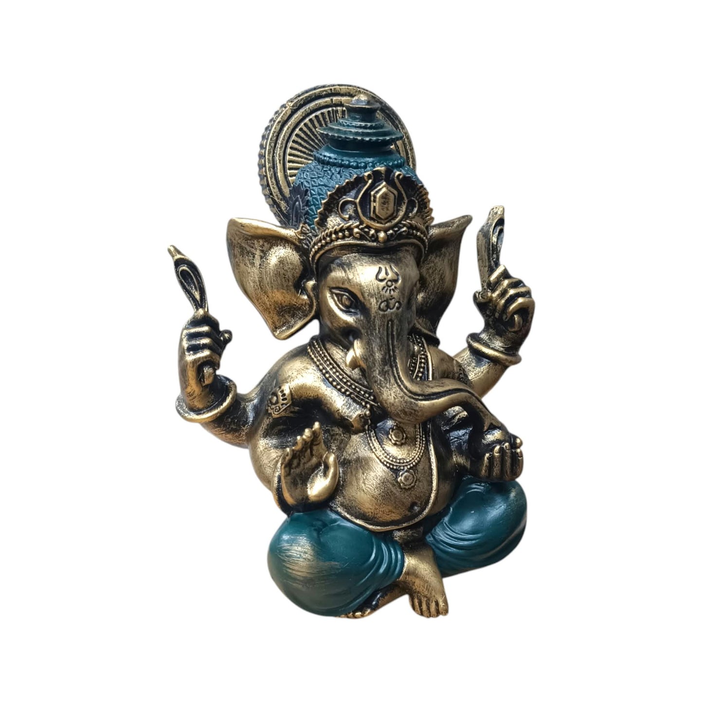 Figura Ganesha En Resina 24 Cms Aprox Color Cobre/Verde Ref: 600104480