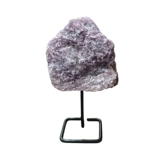 Piedra Natural Lepidolita Con Base De Metal Altura 10 Cms Aprox (La Pieza Puede Ser Ligeramente Diferente A La Foto) Ref: 401004229