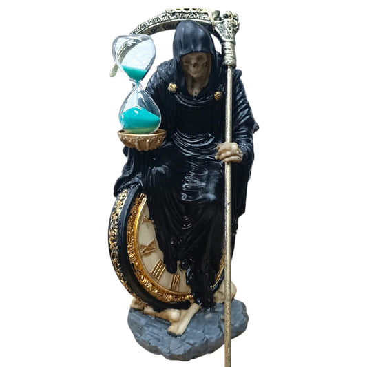 Figura Santa Muerte Con Reloj De Arena 22 Cms Aprox Color Negro Ref: 600104486