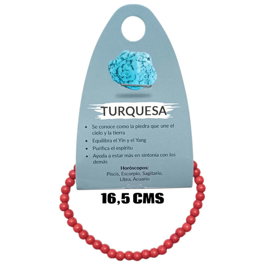 Pulsera Elastica Infantil 16,5 Cms Aprox Piedra Turquesina Roja 4 mm 600104508-23