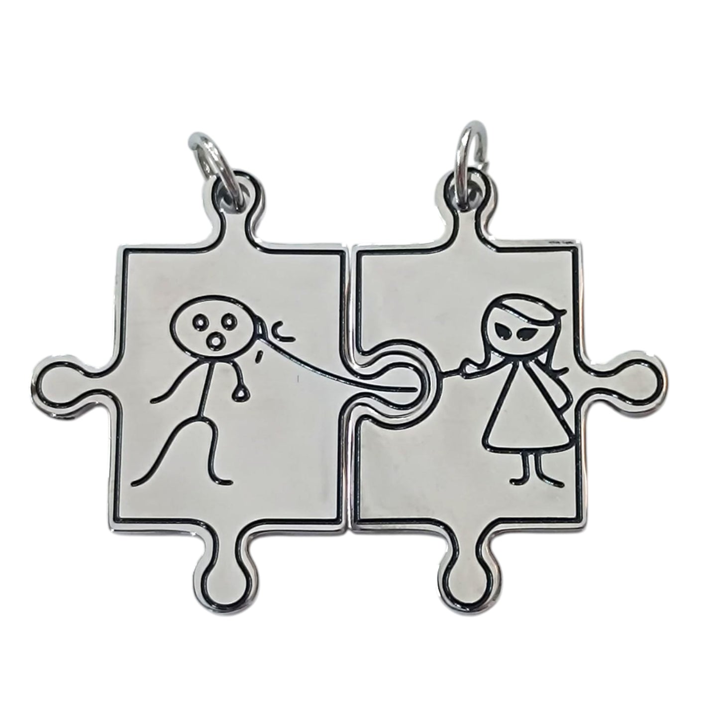 Colgante Doble Acero Puzzle 35 mm 600102311-04