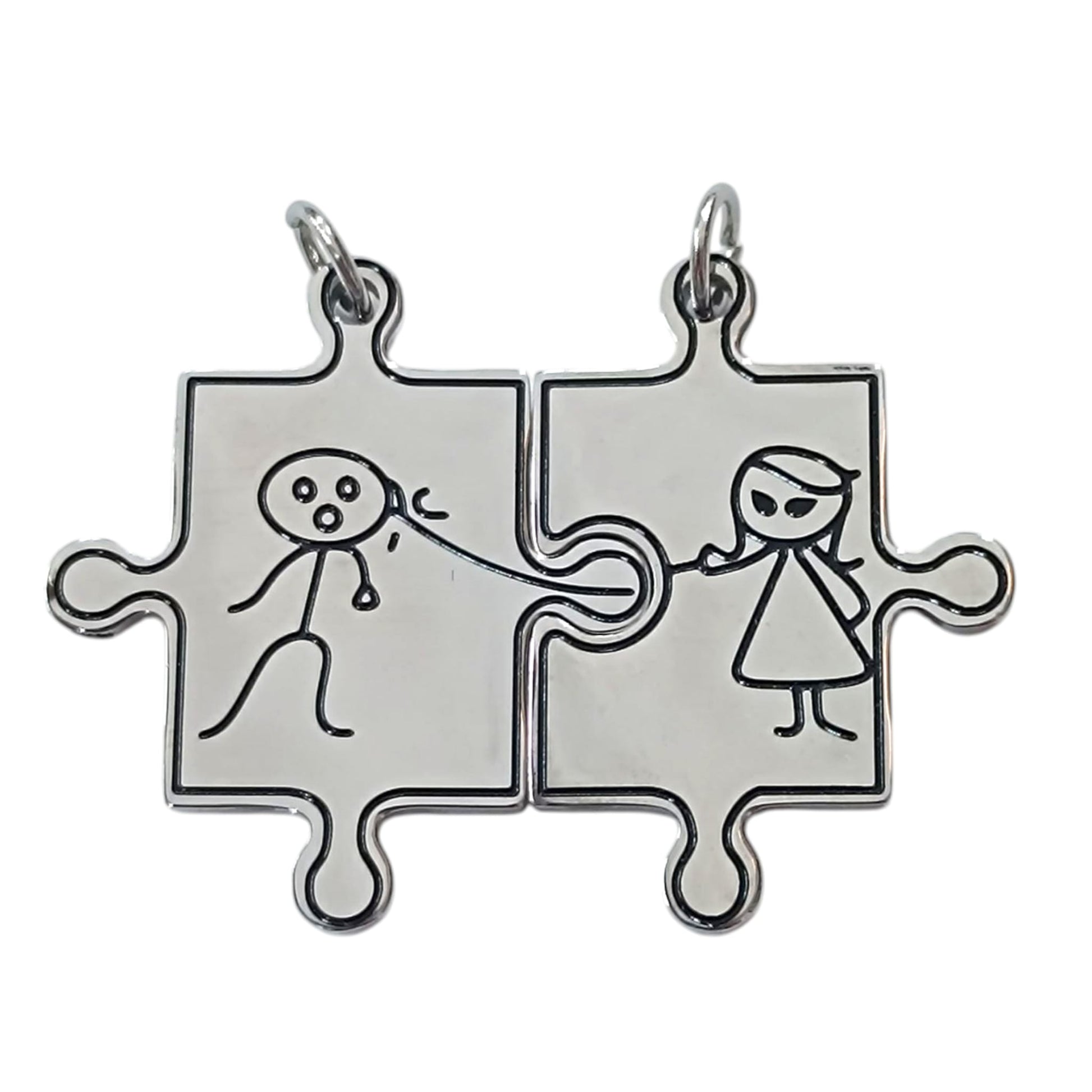 Colgante Doble Acero Puzzle 35 mm 600102311-04