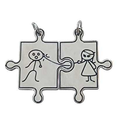 Colgante Doble Acero Puzzle 35 mm 600102311-04