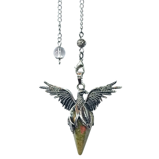 Pendulo Ave Fenix Con Piedra Natural Unakita 5 Cms Aprox REF: 600104527