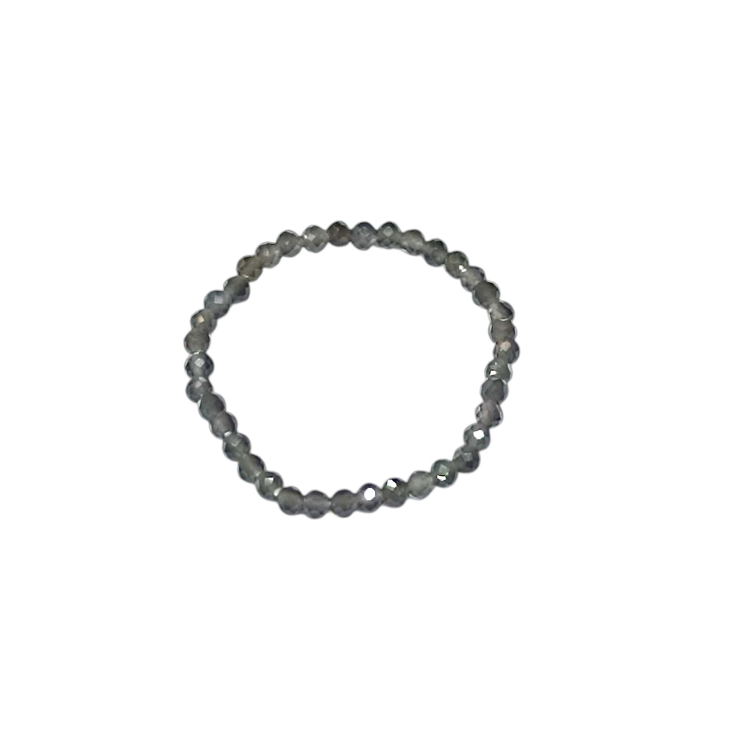 Paquete 3 Anillos Elastico Piedra Natural Cuarzo Ahumado 2 mm Facetado