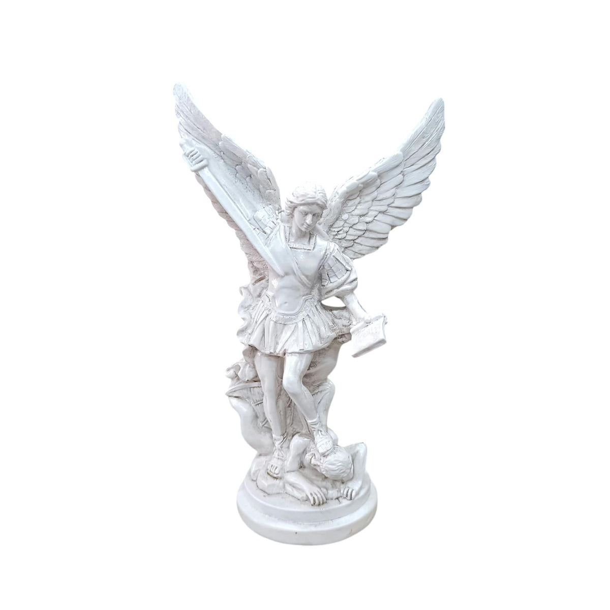 Figura Arcangel San Miguel Con Libro 22 Cms Aprox Color Blanco 600104492