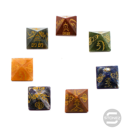 32258 Juego 7 Chakras En Forma Piramides 4 x 4 Cms