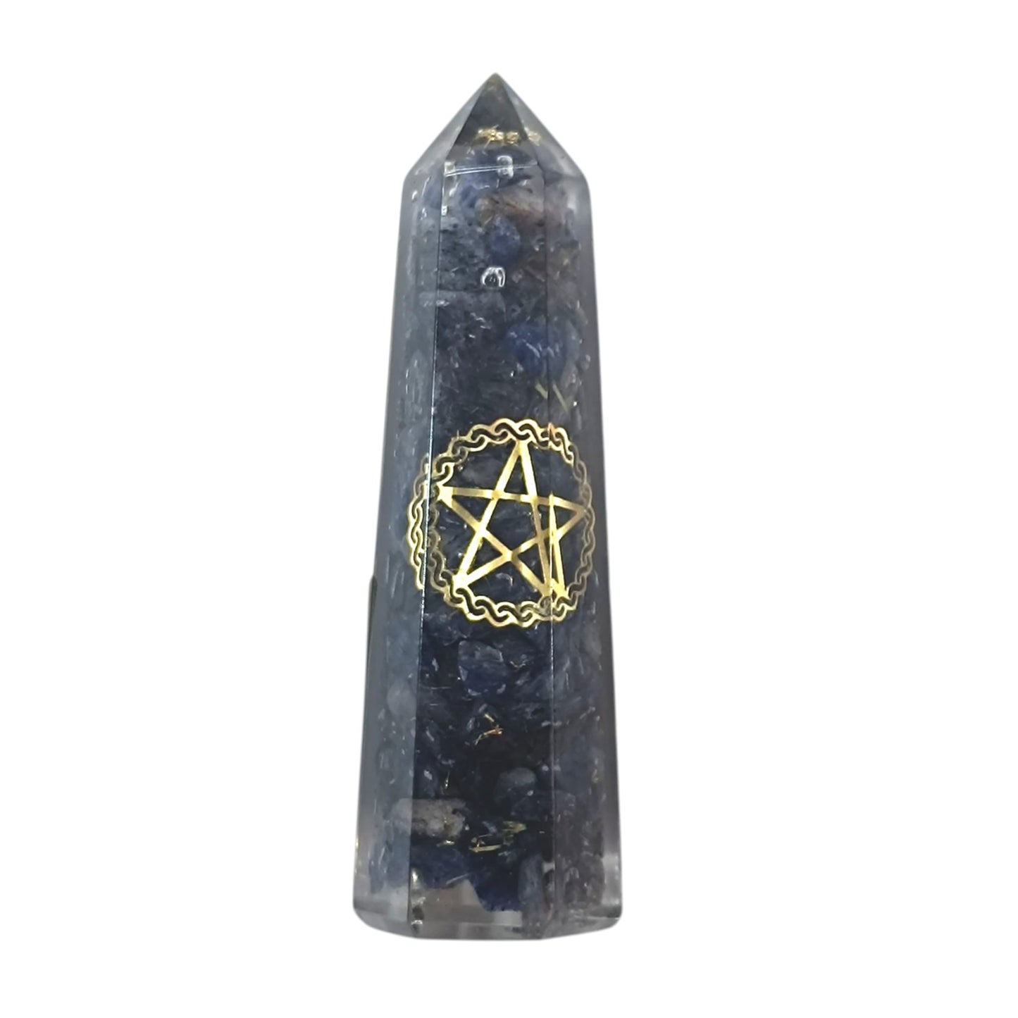 Obelisco Orgonita y Piedras Sodalita Dije Pentragrama Rei 7,5 Cms Aprox