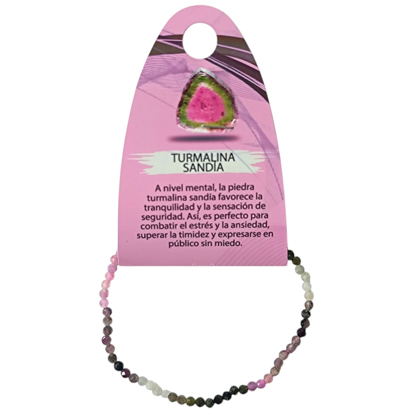 Pulsera Facetada Piedra Natural Turmalina Sandia 3 mm 600603974