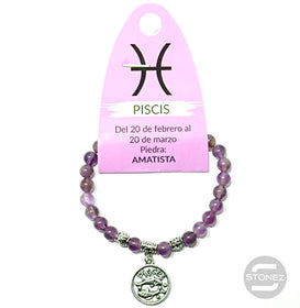 35532 Pulsera Horóscopo Piscis Piedra Amatista 6 mm