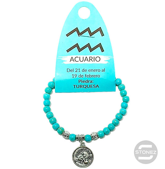 35535 Pulsera Horóscopo Acuario Piedra Turquesina 6 mm