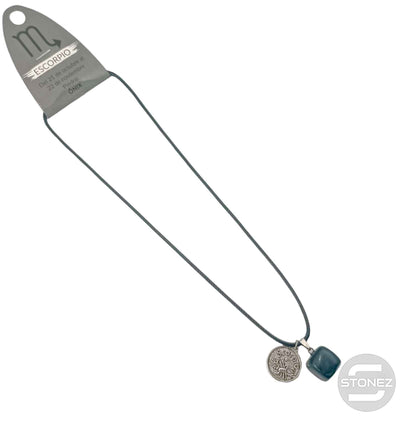 35542 Collar Escorpio Con Mineral Canto Rodado Onix Cordón 45+5cms Aprox - stonez