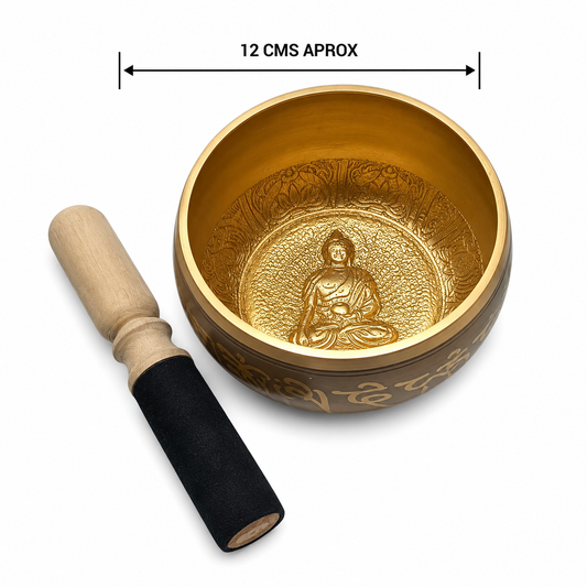 Cuenco Tibetano 4 Metales 12 Cms Aprox Color Dorado Tallado Buda REF: 600304396
