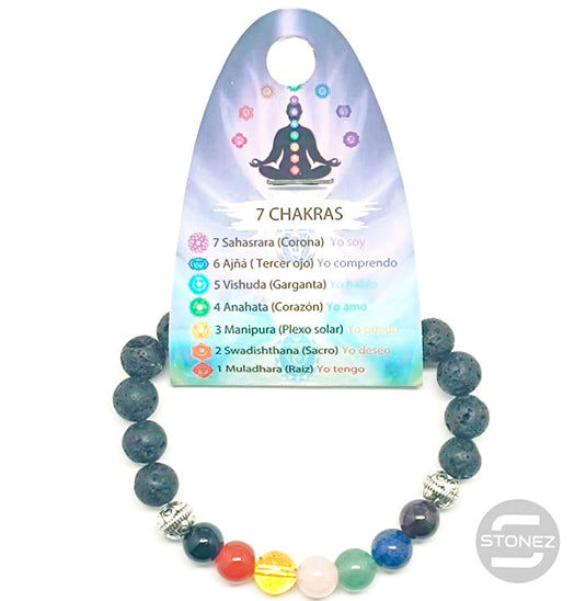 36303-01 Pulsera Lava / 7 Chakras 8 mm