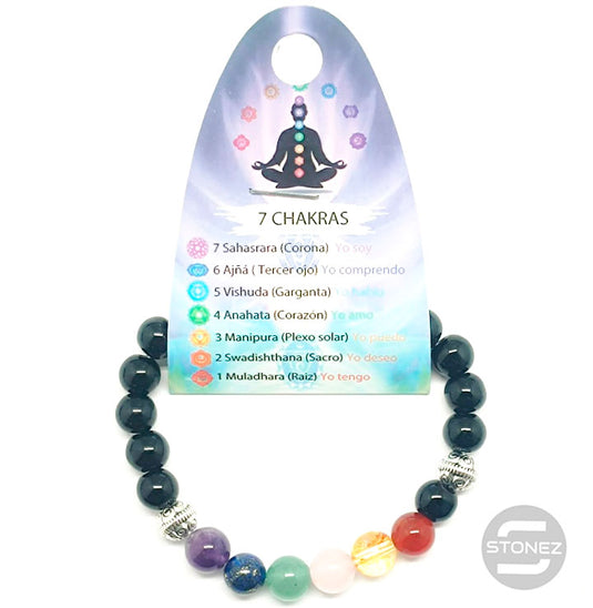 36303-02 Pulsera Onix / 7 Chakras 8 mm