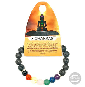 36303-06 Pulsera Lava / 7 Chakras 8 mm