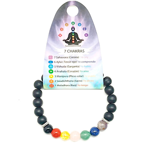 36303-08 Pulsera Shungita Reconstruida / 7 Chakras 8 mm