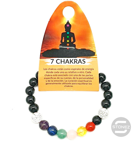 36303-12 Pulsera Onix / 7 Chakras 8 mm Árbol