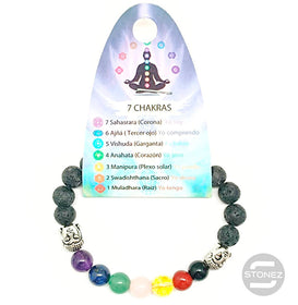 36303-16 Pulsera Lava / 7 Chakras 8 mm Buda