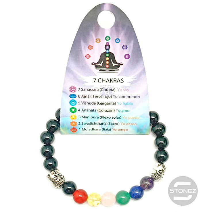 36303-17 Pulsera Onix / 7 Chakras 8 mm Buda