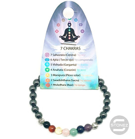 36307-03 Pulsera Hematite Imantado / 7 Chakras 6 mm