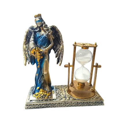 Figura En Resina Diosa De La Justicia Con Alas Y Reloj De Arena 17x19 Cms Apox Color Azul 600104405