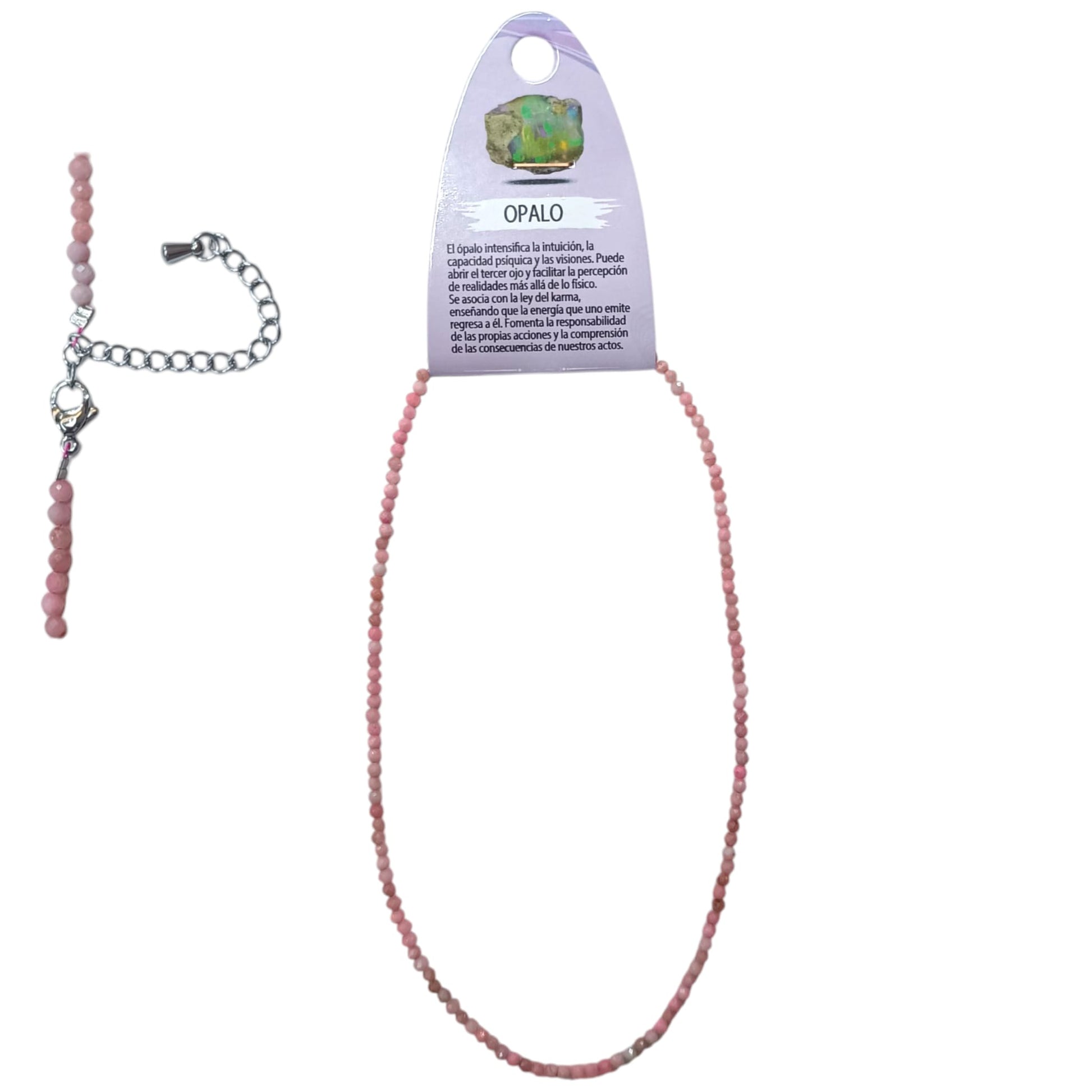 Collar Opalo Rosa 3 mm Facetada 40+5 Cms Cierre Acero 600603699