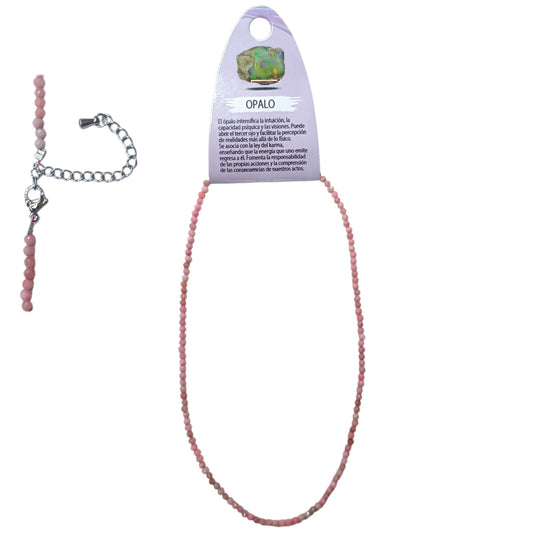 Collar Opalo Rosa 3 mm Facetada 40+5 Cms Cierre Acero 600603699