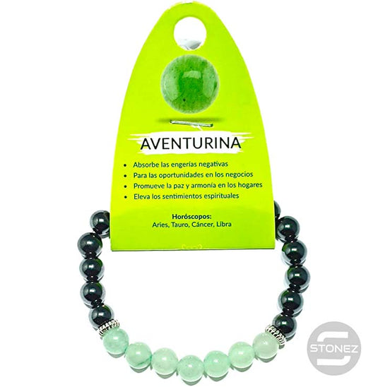 37301-12 Pulsera Hematite Imantado / Aventurina 8 mm