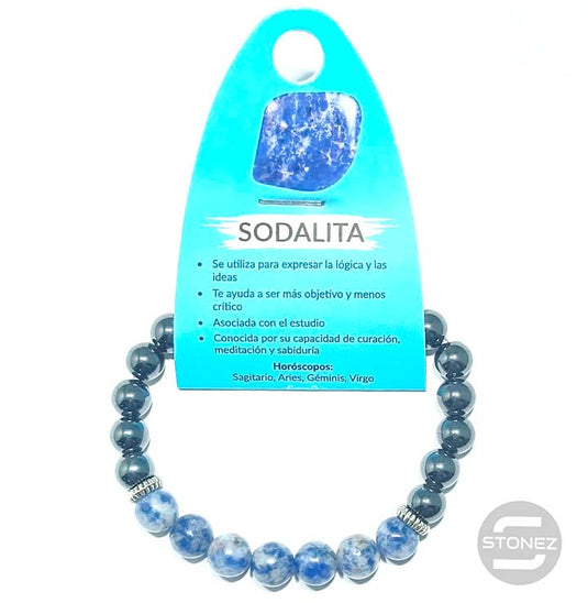 37301-16 Pulsera Hematite Imantado / Sodalita 8 mm