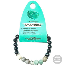 37301-40 Pulsera Hematite Imantado / Amazonita 8 mm