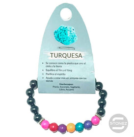 37301-46 Pulsera Hematite Imantado / Turquesina Multi 8 mm