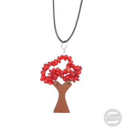 37323-49 Colgante Árbol De La Vida Madera Y Piedra Coral 4,5 Cms Aprox Con Cordón 45 Cms (copia)