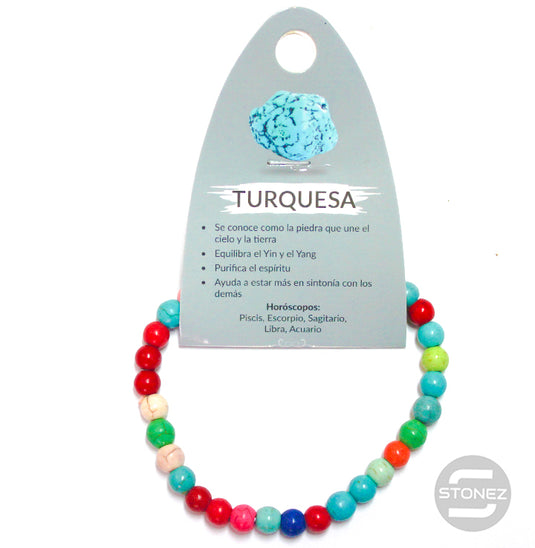 37615-46 Pulsera Piedra Natural Turquesa Multi 6 mm