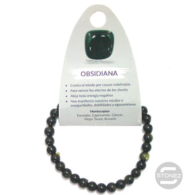 37618-57 Pulsera Piedra Natural Obsidiana Dorada 6 mm