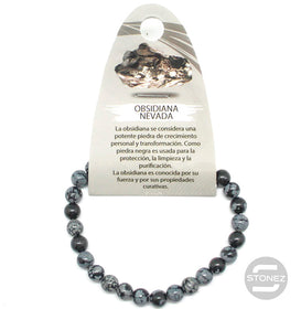 37619-24 Pulsera Piedra Natural Obsidiana Nevada 6 mm