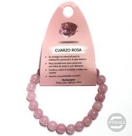 37624-02 Pulsera De Cuarzo Rosa 8 mm