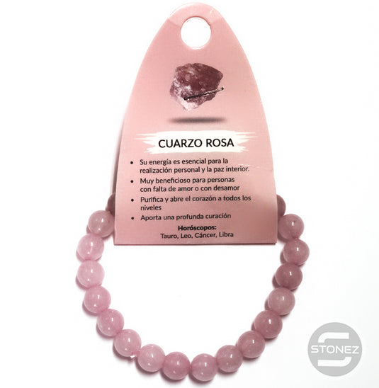 37624-02 Pulsera De Cuarzo Rosa 8 mm