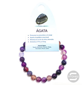 37624-27 Pulsera Piedra Natural Ágata Morada 8 mm