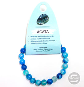 37624-28 Pulsera Piedra Natural Ágata Azul 8 mm