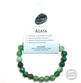 37624-90 Pulsera Piedra Natural Ágata Verde 8 mm